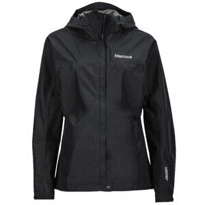 Marmot Minimalist Rain Jacket Women's Size Small Gore-tex Pitzips Black Hooded